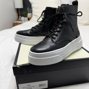 J Slides Black Lace Up Platform Boots